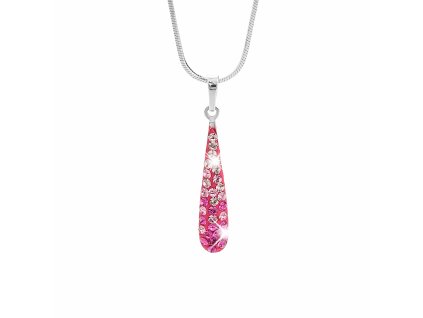 18764 stribrny nahrdelnik dlouha kapka s krystaly swarovski rose stribro 925 1000