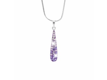 18767 stribrny nahrdelnik dlouha kapka s krystaly swarovski violet stribro 925 1000