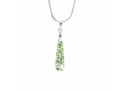 18779 stribrny nahrdelnik dlouha kapka s krystaly swarovski peridot stribro 925 1000