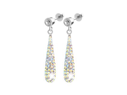 18788 stribrne nausnice puzety dlouhe kapky s krystaly swarovski ab stribro 925 1000