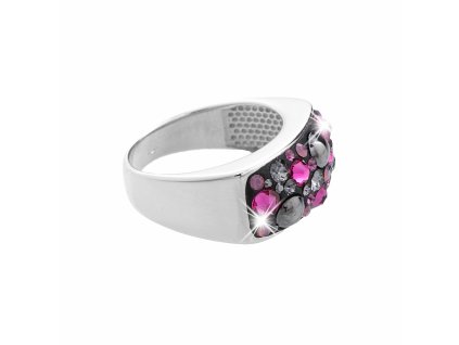 18854 stribrny prsten s obdelnikovym luzkem a krystaly swarovski fuchsia mix stribro 925 1000