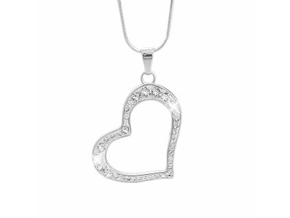 18860 stribrny nahrdelnik obrysove srdce s krystaly swarovski crystal stribro 925 1000