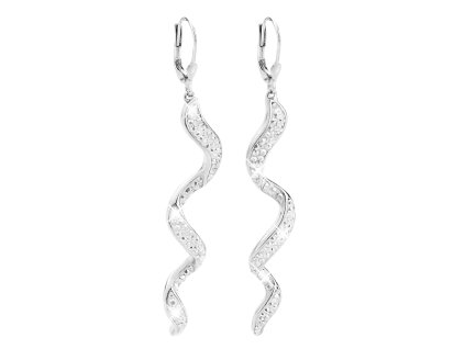 18881 stribrne nausnice klapky visaci dlouhe vlnite s krystaly swarovski crystal stribro 925 1000