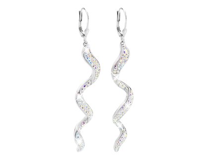 18884 stribrne nausnice klapky visaci dlouhe vlnite s krystaly swarovski ab stribro 925 1000