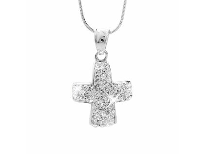 18887 stribrny nahrdelnik siroky prohnuty kriz osazeny krystaly swarovski crystal stribro 925 1000