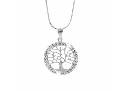 19016 stribrny nahrdelnik prorezavany strom zivota s krystaly swarovski crystal stribro 925 1000