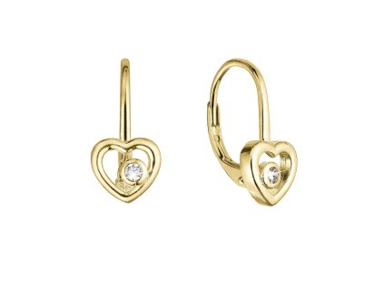 32351 pozlacene stribrne nausnice srdce se zirkonem 11514 1 crystal