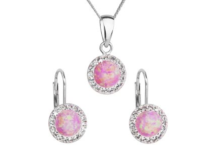 27539 sada sperku se syntetickym opalem a krystaly preciosa nausnice a privesek svetle ruzove kulate 39160 1