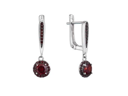 31982 stribrne nausnice luxusni s pravymi kameny rude 11494 3 garnet