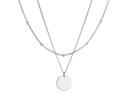 28958 stribrny nahrdelnik dvourady s placickou a retizkem s kulickami 62002