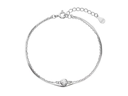 28913 stribrny naramek dvojity retizek se zirkonem 63006