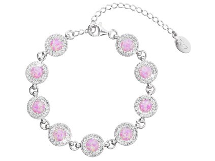 27518 stribrny naramek se syntetickym opalem a krystaly preciosa ruzovy 33105 1