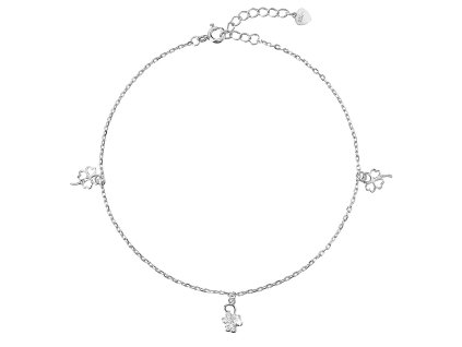 28271 stribrny retizek na nohu ctyrlistky se zirkony 16006 1