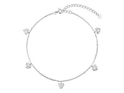28265 stribrny retizek na nohu srdicka s bilymi zirkony 16004 1
