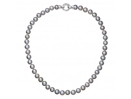 Perlový náhrdelník z pravých říčních perel šedý 22028.3