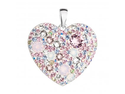 Stříbrný přívěsek s krystaly Swarovski mix barev srdce 34243.3 magic rose
