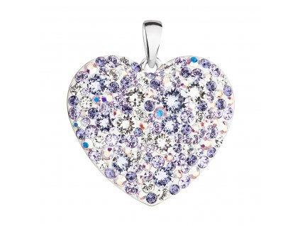Stříbrný přívěsek s krystaly Swarovski mix barev srdce 34243.3 violet