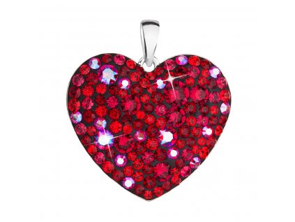 Stříbrný přívěsek s krystaly Swarovski červené srdce 34243.3 cherry