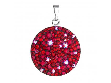 Stříbrný přívěsek s krystaly Swarovski červený kulatý 34131.3 cherry