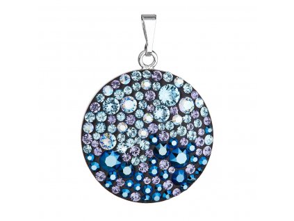 Stříbrný přívěsek s krystaly Swarovski modrý kulatý 34131.3 blue style