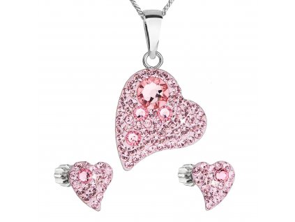 Sada šperků s krystaly Swarovski náušnice a přívěsek růžová srdce 39170.3 light rose