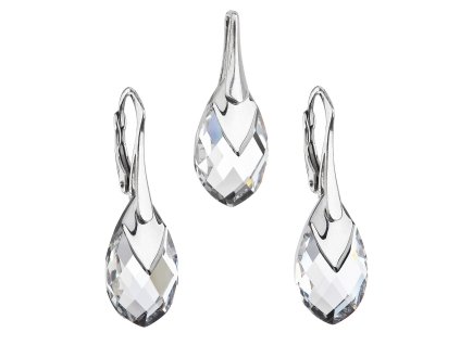 Sada šperků s krystaly Swarovski náušnice a přívěsek stříbrošedá slza 39169.4
