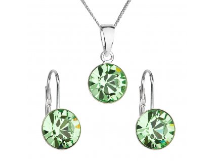 Sada šperků s krystaly Swarovski náušnice, řetízek a přívěsek zelené kulaté 39140.3 peridot