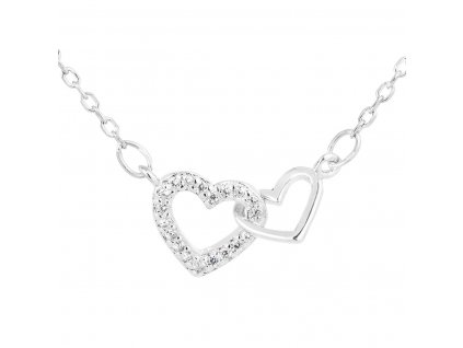 Stříbrný náhrdelník se zirkonem bílé srdce 12018.1
