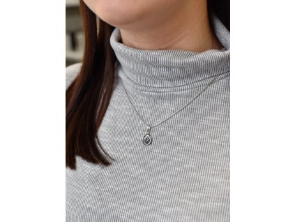 Stříbrný přívěsek s krystaly Swarovski černá kapka 74078.3