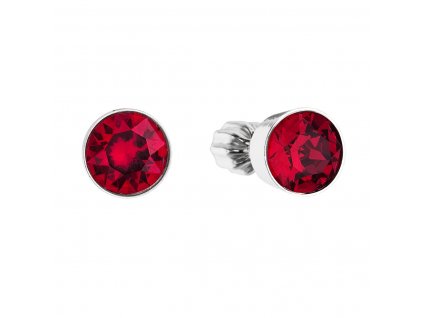 Stříbrné náušnice pecka se Swarovski krystaly červené kulaté 31113.3 ruby