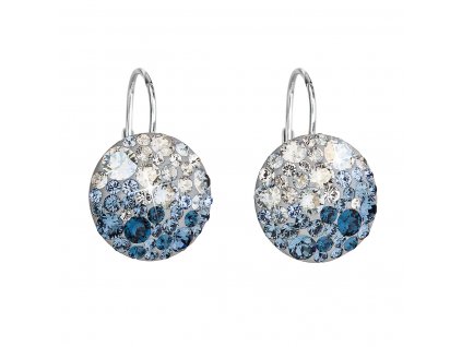 Stříbrné náušnice visací s krystaly Swarovski modré kulaté 31176.3 ice blue