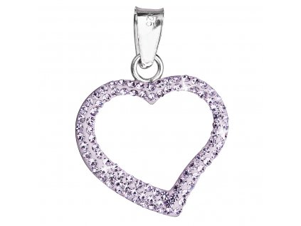 Stříbrný přívěsek s krystaly Swarovski fialové srdce 34093.3