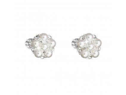 Stříbrné náušnice pecka s krystaly Swarovski bílé kulaté 31336.9