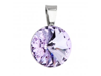 Stříbrný přívěsek s krystaly Swarovski fialový kulatý-rivoli 34112.3 violet