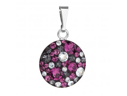 Stříbrný přívěsek s krystaly Swarovski fialový kulatý 34225.3 dark amethyst