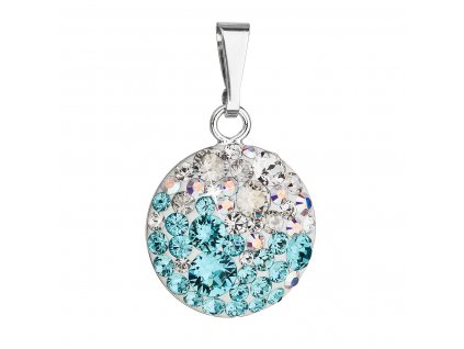 Stříbrný přívěsek s krystaly Swarovski modrý kulatý 34225.3 light turquoise