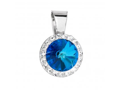 Stříbrný přívěsek s krystaly Swarovski modrý kulatý 34251.5