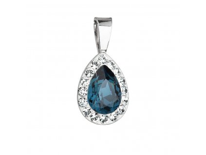 Stříbrný přívěsek s krystaly Swarovski modrá slza 34252.3