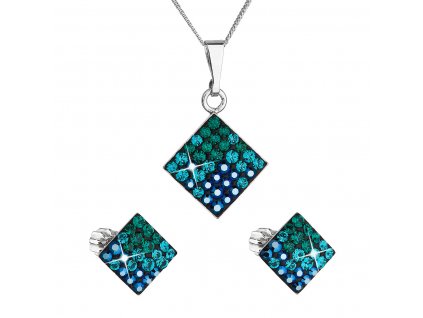 Sada šperků s krystaly Swarovski náušnice, řetízek a přívěsek zelený kosočtverec 39126.3 magic green