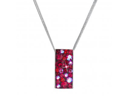 Stříbrný náhrdelník se Swarovski krystaly červený obdélník 32074.3 cherry