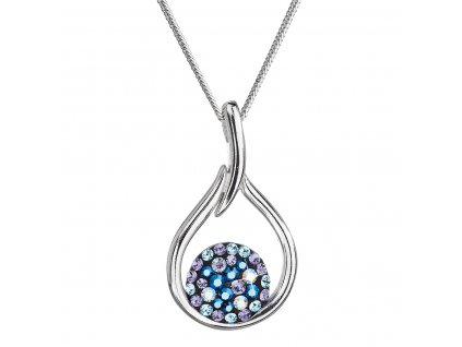 Stříbrný náhrdelník se Swarovski krystaly kapka 32075.3 blue style