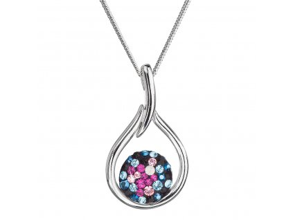 Stříbrný náhrdelník se Swarovski krystaly kapka 32075.4 galaxy