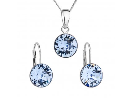Sada šperků s krystaly Swarovski náušnice, řetízek a přívěsek modré kulaté 39140.3 sapphire