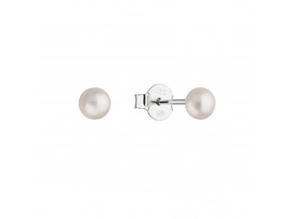 Stříbrné drobné náušnice pecky s bílou říční perlou 21063.1