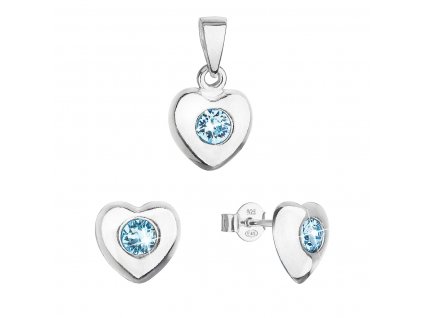 Sada šperků s krystaly Swarovski náušnice a přívěsek modré srdce 39176.3