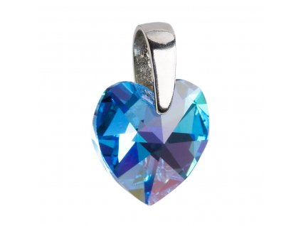 Stříbrný přívěsek s krystaly Swarovski AB efekt modré srdce 34003.4