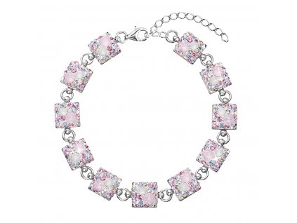 Stříbrný náramek se Swarovski krystaly růžový 33047.3