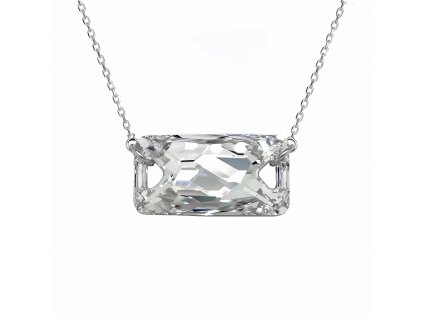 Stříbrný náhrdelník s krystalem Swarovski bílý obdélník 32070.5 crystal foiled