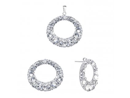 Sada šperků s krystaly Swarovski náušnice a přívěsek bílé kruhy 39168.1