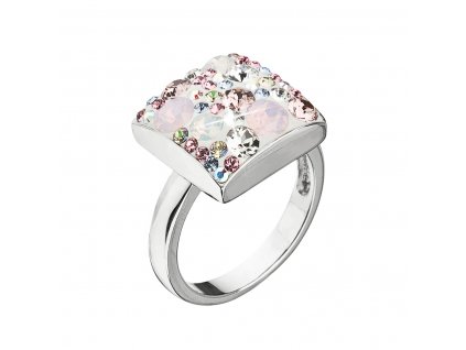 Stříbrný prsten s krystaly Swarovski růžový 35045.3